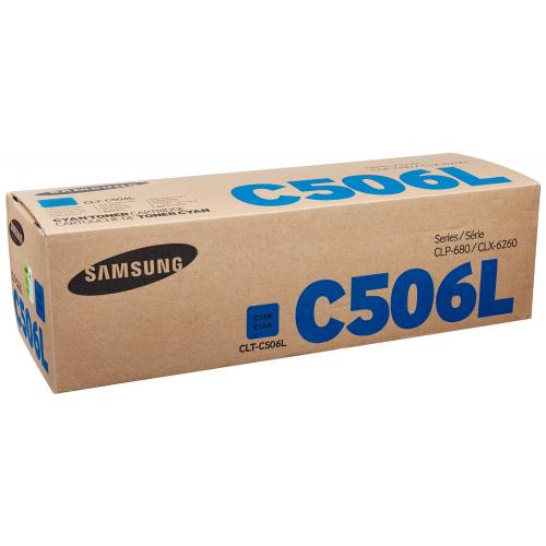 Samsung Samsung Electronics CLT-C506L Toner, Cyan 3,500 page toner yield Samsung CLT-C506L                        